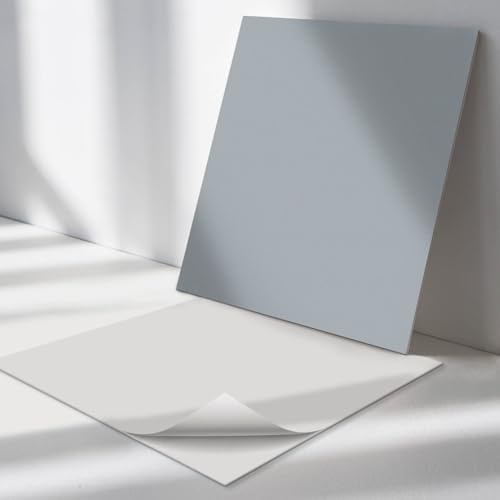 Vinyl Klebe-paneel Quadratisch 50x50 cm für Küche, Badezimmer und Büro Bodenbelag Wandpaneele Vinylplatten Spritzschutz Selbstklebend 4 Stück Wand und Boden - Farbe Grau