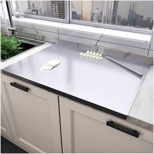 Grande tagliere in acciaio inox 304, tappetino da forno in metallo antiaderente, spesso 2,0 mm, per tagliare frutta, verdura, carne, impastare, arrotolare, pane, pizza,60x80cm/23.6Lx31.5W
