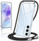 Coiwxmoi Coque avec Cordon pour Samsung Galaxy A55 5G, Collier Réglable Téléphone Étui Portable Lanyard Case Transparent Ultra Souple Silicone TPU Housse Antichoc Protection Cover, Noir