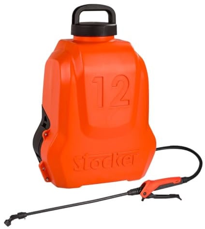 STOCKER Pompa a Zaino Elettrica 12L Li-Ion - Batteria 2,5Ah Autonomia 105min - Doppia Lancia Fibra e Alluminio - Pressione 5 Bar - Trattamenti Giardino e Agricoltura