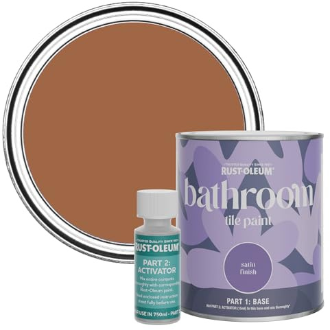 Rust-Oleum Water-Resistant Bathroom Tile Paint in Satin Finish - Cinnamon 750ml