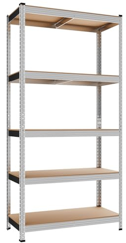 CEYIRO Étagère Rangement 5 Tablettes Réglables, Capacité 875 kg, Rayonnages en métal Idéal pour Cave ou Garage (1)