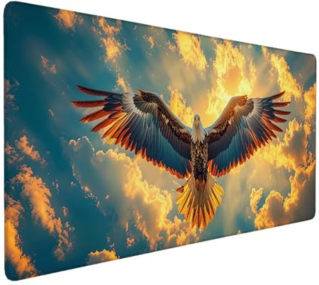 Mauspad XXL 900 x 400 mm Gaming Mousepad mit Vernähte Kanten - rutschfest Mouse Pad - für PC mit Glatter Oberfläche Mauspad, Mousepad Adler, Maus Pad für alle Maustypen, Zubehör für Büro X-763