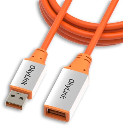 OkyLink Active USB 3.2 Gen 2 Extension Cable 10Gbps, 10ft | 3m, Male to Female, Built-in Signal Amplifier, Aluminum Housing, for Camera, USB Hub & Long High-Speed Reach