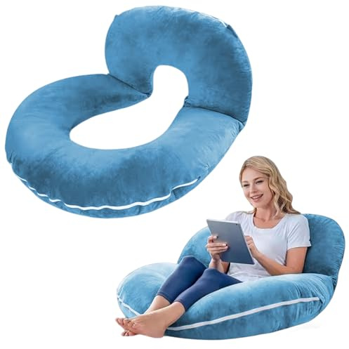MeYuxg Lesekissen für Bett und Sofa, Lesekissen mit Rückenlehne für Erwachsene, Sofa Komfortkissen, Reading Pillow Mit Waschbarem Bezug, Rückenkissen zum Lesen, Fernsehen, Faulenzen(Blau)