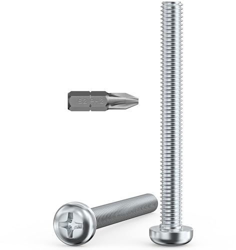 Valorada 20Pcs M4 Screws, M4 x 40mm Pan Head Machine Screws, Phillips Drive, Fully Threaded, Zinc Steel, Bright Finish with Bit