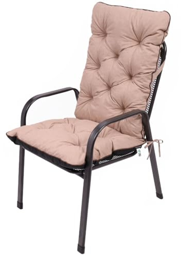 TexDeko® Ecolen Hochlehner Auflage Outdoor Gartenstuhl 120x50cm Taupe | Gartenstuhlauflage für Hochlehner, Outdoor, wasserabweisend, UV-beständig, Sitzpolster, Polsterauflage für Gartenstuhl