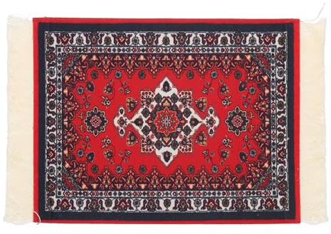 PATIKIL Rug Mouse Pad, 27x18cm Persian Style Carpet Mouse Pad Boho Non-Slip Rubber Desk Mat for Office Home Laptop Computer Desk Accessories Table Decoration, Dark Black/Bright Red