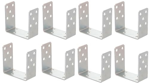 Aqbau 8er Set U-Pfostenträger 120 mm zum Aufschrauben | Verzinkter 4 mm Stahl, Pfostenanker, Balkenschuh, Bodenanker, Holzpfosten, Betonmontage, Zaunbau, Pergola
