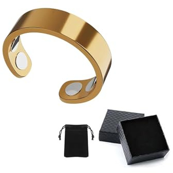 STOAT Magnetfeldtherapie Ring Vital Ring, Verstellbarer Offener Design Magnetring, Hypoallergen Edelstahl, Verbessert Schlaf & Reduziert Angst & Stress für mehr Vitalität(Gold)