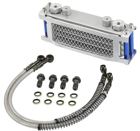 FLFHDUP Radiador refrigeración del Motor para Monkey Bike 50-140cc Dirt Bike Sistema de radiador de refrigeración de Aceite de Aluminio Universal radiador Enfriador de Aceite(Blue)