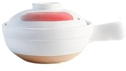 Olla de barro de cerámica japonesa con un asa, resistente al calor y al cambio de temperatura, inastillable, con orificios de ventilación, ideal for estufas de gas(White Red,S)