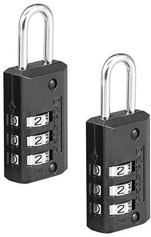 Master Lock Black Set Your Own Combination Luggage Lock, Custom Combo Suitcase Padlock for Travel Bags or Backpacks, 2 Pack, 646T