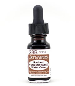 Dr. Ph. Martin's Radiant Concentrated Water Color, 0.5 oz, Sepia (28B) by Dr. Ph. Martin's