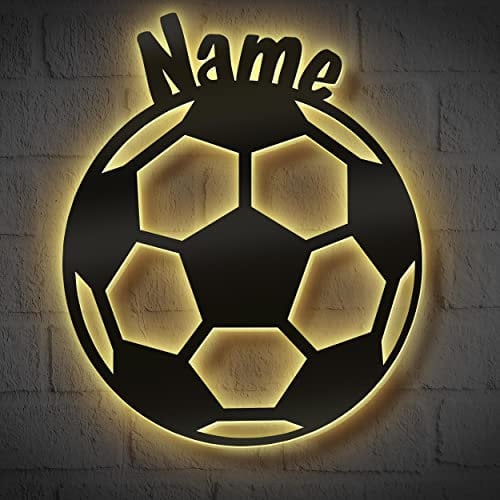 Fußball Geschenke für Jungs Männer Mädchen LED Lampe Nachtlicht mit Personalisierung 5 6 7 8 9 10 11 12 Jahre