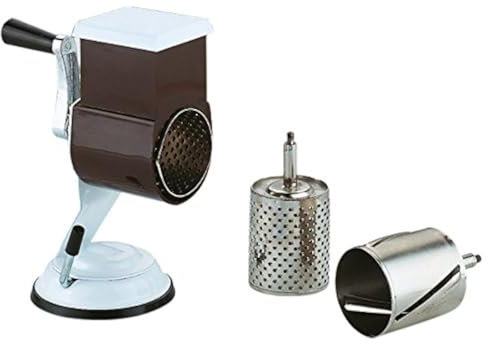Ilsa Rallador con 2 bombos INOX (lonchado y rallado), Acero Inoxidable, Negro y Blanco, centimeters