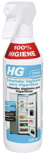 HG Limpiador Higiénico para Interior de Frigoríficos, Aerosol para Neveras Neutralizador de Olores con Brillo y sin Rasguños ni Residuos – 500 ml