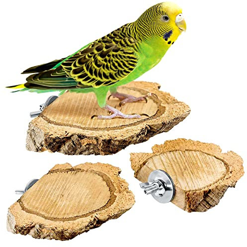 3er Set Vogel-Sitzbrettchen aus Naturkork-Rinde. Zum Sitzen, Anknabbern und Knuspern. Sitz-Brettchen aus Kork für Wellensittiche, Kanarienvögel, Papageien, Vögel oder Nagetiere