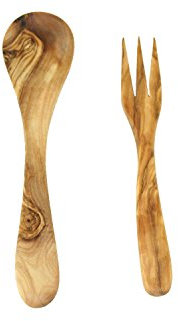 D.O.M.® Cutlery Set of 2 Made of Olive Wood Consisting of 1 Tablespoon + 1 Fork