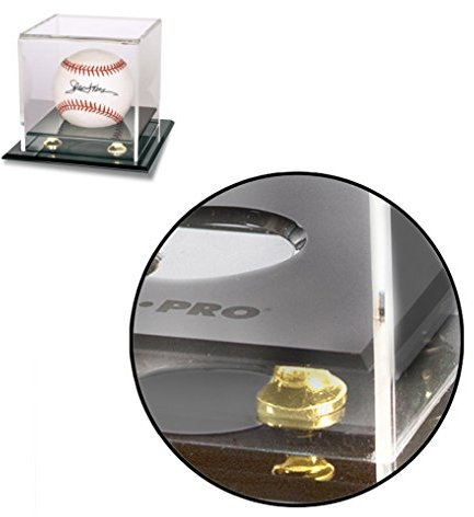 Baseball & Puck Gold Riser Display Case