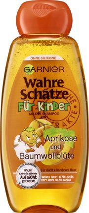 Mildes Haarshampoo/Shampoo WAHRE SCHÄTZE - FÜR KINDER (Aprikose + Baumwollblüte / 300 ml) KEIN BRENNEN UND ZIEPEN