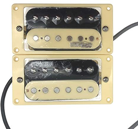 KAISH Wilkinson Lic Zebra Humbucker-Tonabnehmer mit cremefarbenem Tonabnehmerrahmen, 2 Stück