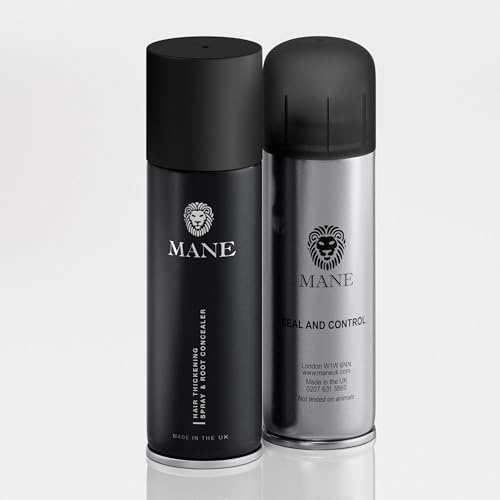 Mane Hair Thickening Spray 200 ml with Seal & Control 200 ml Fixing Spray -Black