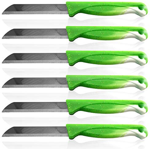 Solingen Obstmesser Schälmesser Gemüsemesser Allzweckmesser Edelstahl Messer rostfrei Küchenmesser Tafelbesteck Messerset Alltagsmesser 6er Set Grün
