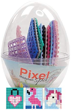 Pixel P90062-12501 Spaß Geschenkset im Ei, tolles Ostergeschenk für Mädchen, mit 3 Motiven Einhorn, Flamingo und Herzschloss