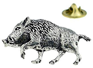 Pewter Badges Anstecknadel mit Wildschwein-Motiv, Braun, Zinn, Klassisch, Silber, 1 Stück