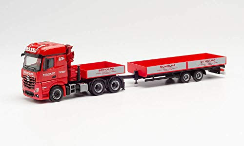 Herpa 313322 - Mercedes-Benz Arocs L 6x4 mit Ladekran, Ballastpritsche und Tieflade-Anhänger - Scholpp (Baden-Württemberg/Stuttgart) 1:87