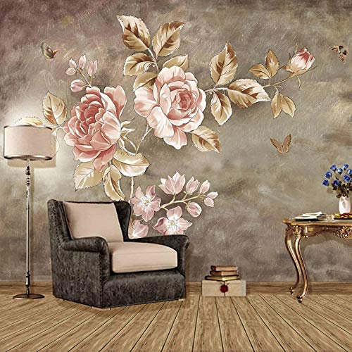 LHGBGBLN 3D salon papier peint mural rétro fleur peinture à l'huile canapé fond stickers muraux chambre papier peint mur art décoration