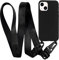 MyGadget Lanyard Case for iPhone 13 Mini - Silicone Protection & Crossbody Lanyard - Cover w | Necklace Black