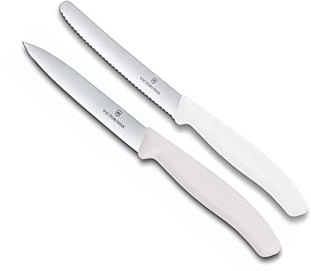 Victorinox - 2-tlg. Starter Gemüsemesser Set 10cm - gerader und Wellenschliff - Swiss Classic - weiß - spülmaschinengeeignet