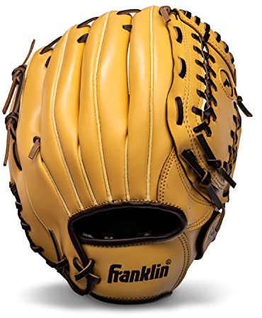 Franklin Sports Baseball and Softball Glove - Field Master - Baseball and Softball Mitt - Adult and Youth Camel Glove - Right Hand Throw - 12