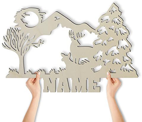XXL Holz Wandtattoo Wanddeko Natur & Berge Dekoration Wandbild für Wohnzimmer Wohnung personalisiert in 14 Farben erhältlich