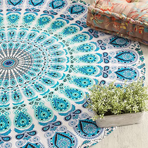 Popular Handicrafts Runder Wandteppich, indisches Mandala, rund, Rund, Strandtuch, Wandbehang, Hippie, Boho, , Baumwolle, Tischdecke, rundes Yoga-Bettlaken, 127 cm