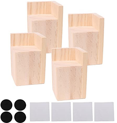 BQLZR Lot de 4 pieds de lit carrés en bois pour armoire, table, 8,9 cm de hauteur