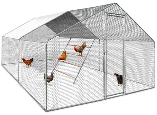 IDMarket - Hühnerstall, 12 m², 4 x 3 m, mit großer Sitzstange, 4 Ebenen, aus Holz, verzinkter Stahl