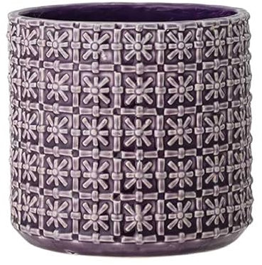 Nordring Retro Übertopf Vintage Pflanztopf für Zimmerplanzen Blumentopf Cross M (12,5 cm ø), Purpur, Keramik