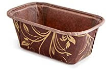 Ecopack stampi monouso per mini plumcake in carta, adatti al forno fino a 220°C, dimensioni cm 8x4x4, marrone fantasia oro, 8 pezzi