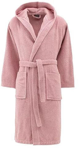 INTRECCI Accappatoio Bichicco in Spugna Tinta Unita Unisex Adulto in Cotone, Accappatoio in Cotone Asciugatura rapida con Tasche e Cappuccio (S, Rosa)