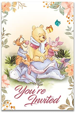 Dolimifa Classic Winnie the Pooh Baby Shower Invitations Fill in Style Pooh Bear Baby Shower Invites Girl, 20 count With Envelopes