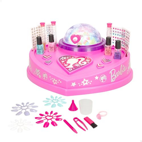 Colorbaby Barbie - Juego manicura niñas con Pegatinas, brillantitos, uñas postizas, Purpurina, esmaltes y Utensilios, con cúpula de Purpurina, Set pintauñas, para niña de 8 años, 48427