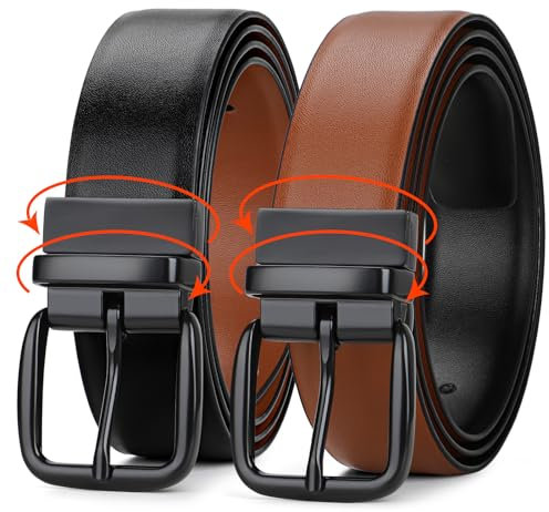 BELTROAD Herren Ledergürtel Wendegürtel herren, Lässiger Golfgürtel Business und formelle Anlässe für Männer Hosen, Ein Gürtel Wendbar Zwei Farben