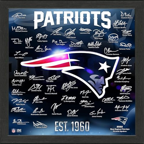Highland Mint New England Patriots NFL Signature Logo Bild 33x33cm