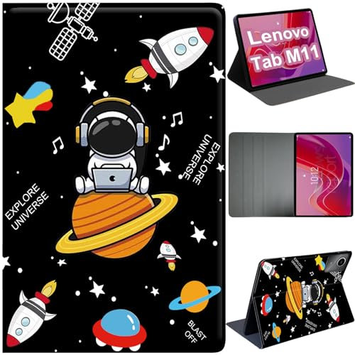 ESSTORE Funda Compatible con Lenovo Tab M11 de 11 Pulgadas 2024 con Soporte Multiángulo Suave TPU Prueba de Golpes con Apagado y Encendido Automático, Astronautas