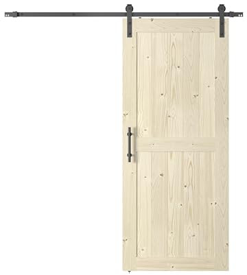 Coast Sequoia 30in./32in./36in./42in. x 84in. K Series Knotty Wood Sliding Barn Door with Hardware Kit (Unfinished, 36in. x 84in.)