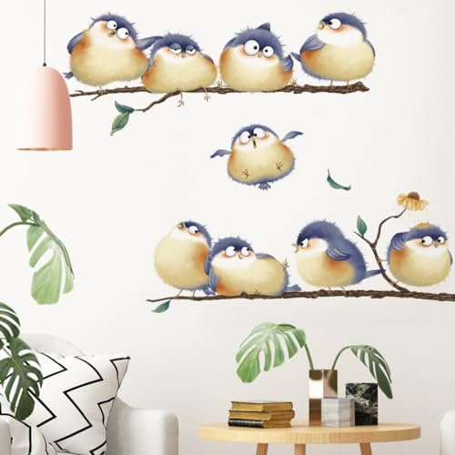 HGDESIGN® Wandtattoo Wandaufkleber Rundliche fette Lustige Süße Vögel auf Ast Kinderzimmer Babyzimmer Schlafzimme Kinder Baby Jungen Mädchen (A)