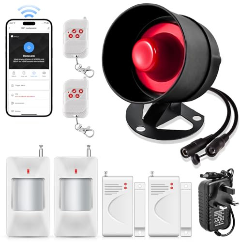 Wireless Home Security System, Door Window Sensor Alarm System-wifi Home Security Systems Anti-theft 120DB Alarm, alarm system kit Control for Garage Shed